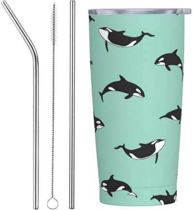 Ogniwo Pacific Ocean Whale Friendly Travel Mug,Stainless Steel Insulated Tumbler With Lid And Straw Gifts For Woman And Man
