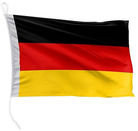FLAGLY bandiera per barca Germania 45 x 30 cm formato orizzontale - peso del tessuto 115g/m² - stampata, robusta con corda e occhiello, accessori per barca barca a motore