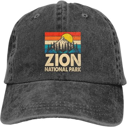 Baseballkappe Zion National Park Golf Dad Mütze verstellbar Original Classic Low Profile Baumwolle Hut Herren Damen, Zion National Park Black 1, Einheitsgr��e