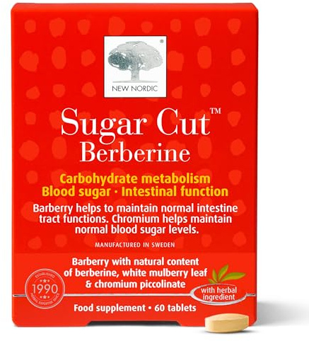 New Nordic Sugar Cut Berberine Tablets, 1200mg, Chromium Picolinate, 60ct
