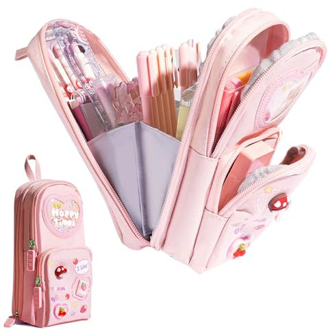 Gsrhzd Mäppchen, Federmappe, Große Kapazität Schlamppermäppchen, Unisex Mäppchen Aesthetic, Niedlich Federpenal, Federmäppchen Erwachsene, für Schule Büro Mädchen Damen Student, Rosa