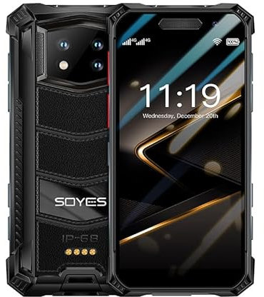 Mini Rugged Smartphone, SOYES S10 Max 8GB+256GB 3.5 Inch Octa Core Android 10 Dual SIM 2400mAh Fingerprint Face ID 4G LTE Mobile Phone (Black, 8GB RAM 256GB ROM)