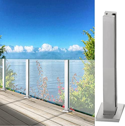HDMOZUYT Marches extérieures pour patio, balcon, grenier, porche, support de balustrade en verre avec vis/joint, poteau carré de balustrade en plexiglas, résistance à la corrosion, panneau épais de