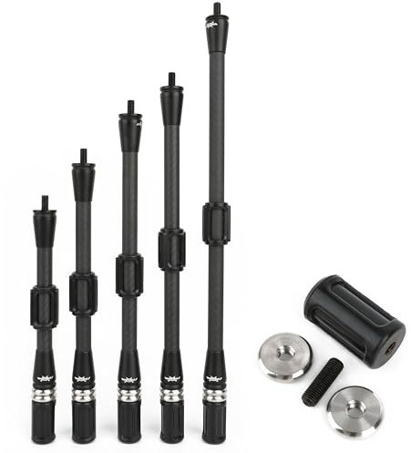 limaity Bogen Stabilisator Stange (7/9/11/12/15 Zoll) aus Kohlefaser - Mit Gewichten & Vibrations-/Geräuschdämpfung - Für Recurvebogen und Compoundbogen (12 Zoll)