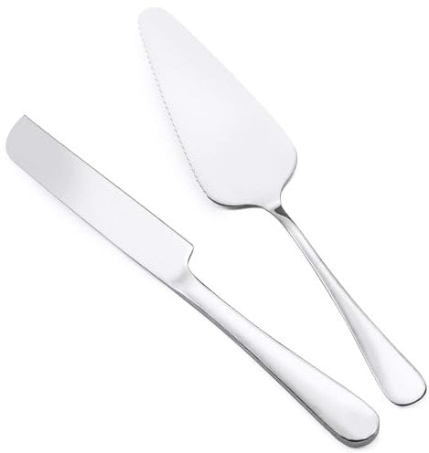 NIYATA Pelle a Tarte Spatule Tarte, Coupe Gateau Patisserie Argent, Ensemble de Couteaux à Gâteau de Mariage en Acier Inoxydable, Idéal pour Mariage et Fête et Anniversaire