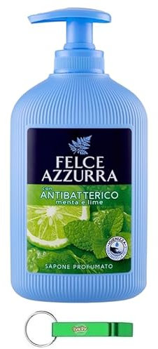 8 saponi Felce Azzurra Sapone Liquido Menta e Lime – Sapone liquido con menta e lime – Ideale per mani e viso 300 ml + portachiavi Beni Culinari