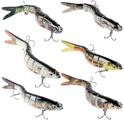 Angelköder, 6 Stück Kunstköder Wobbler Hecht, Fisch Köder lebensechter Angel köder für Zander Barsch Forellen Swimbait für Süßwasser und Salzwasser