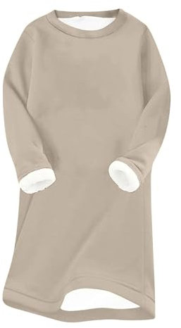 KKvoPiQ Winter Pullover Für Damen Warm Lang Kleid Für Hochzeitsgäste Fleece Crewneck Dress Plus Size House Dress Fall Winter Coat Pullover Damen Flauschig Pulli Fleece Weich Winter (Beige, M)