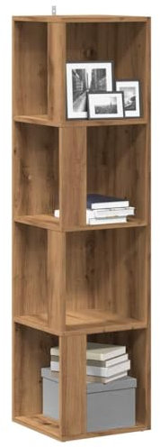 Homgoday Artisan Eckschrank aus Holz, Eiche, 33 x 33 x 132 cm