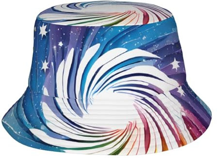 JAYWIS Fischerhut mit Regenbogen-Hintergrund, Unisex, für Sommer, Reisen, kurze Krempe, für Männer, Frauen, Teenager, Schwarz , Einheitsgröße