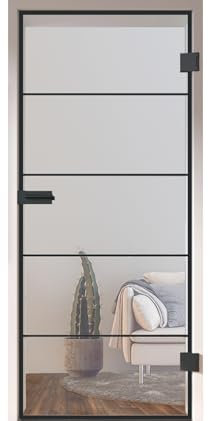 HORI Loft Glastür aus ESG-Sicherheitsglas: Modernes Rechteckiges Design Glastür Innentür für Wohnräume als stilvoller Raumteiler oder Raumtrenner – Unsere Hochwertige Tür aus Klarglas 1972 x 959 mm