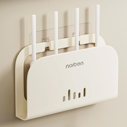 MNOIINM Caja de Almacenamiento para Router de Acero al Carbono, Armario Rack para Router WiFi para Decoración de Pared, Caja Oculta del Enrutador para Sala de Estar/TV(Large)