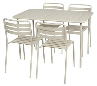 sweeek - Gartentisch + 4 Stühle aus Stahl, 120 x 70 x H 72,5 cm - Amelia
