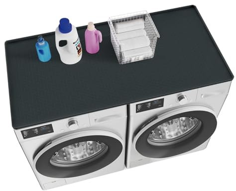 54 x 27.5 Washer Dryer Countertop Silicone, Non-slip Waterproof Silicone Washer and Dryer Covers for the Top, Non-slip Waterproof Laundry Room Organization (Black, 54x27.5 in)