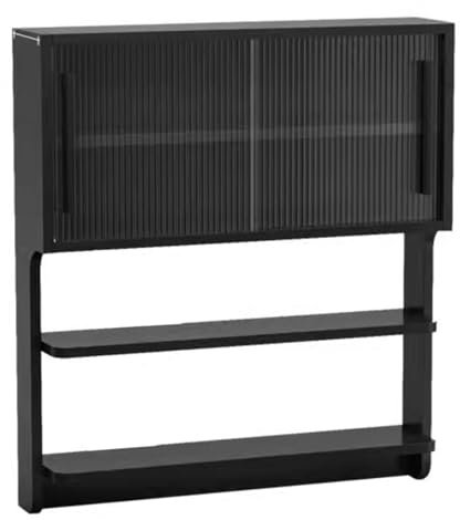 TWHZSAI Simple Wall Cabinet Multi-function Storage Cabinet Above Desk Wall-mounted Floating Cabinet Wall Storage Rack Kitchen Seasoning Storage Cabinet(Black)