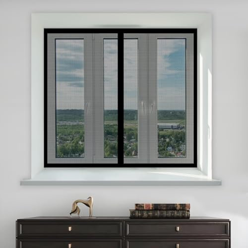 Zanzariera Magnetica in Vetroresina 120 x 70 cm con Magneti Anti Zanzare Insetti, Chiusura Automatica, Rete Fine Tenda Magnetica Zanzariera per Balcone Soggiorno Cantine, Nero