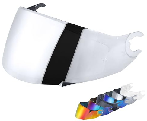 MXJ Gear Helmvisier für Shark D Skwal - Skwal 2 Spartan,Motorradhelm Visier,Motorrad Windschutz Helm Objektiv Visier Vollgesichts.UV Schutz Helmvisier (Silber)