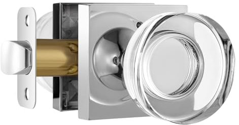 naubea Crystal Door Knob Polished Chrome Privacy Door Knobs Interior Door Knobs Glass Door Knob for Bedroom and Bathroom