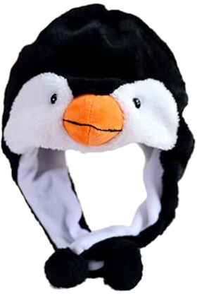 HSYWSH Pinguin Plüschmütze Plüsch-Hut mit Ohrenklappe Tierische Plüschmütze Warme Plüschmütze Winter Plüschmütze warm Winter Festival Cosplay geeignet für Jungen Mädchen Erwachsene