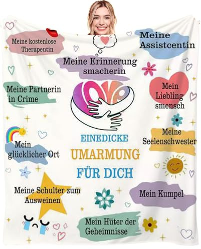 Geburtstagsgeschenke für Freundin, | Geschenk Beste FreundinGeburtstag, Umarmung Decke, für Freundin Frau Schwester Kollegin Ehefrau und Mutter zum Geburtstag Weihnachten (Umarmung Decke, 150X130CM)