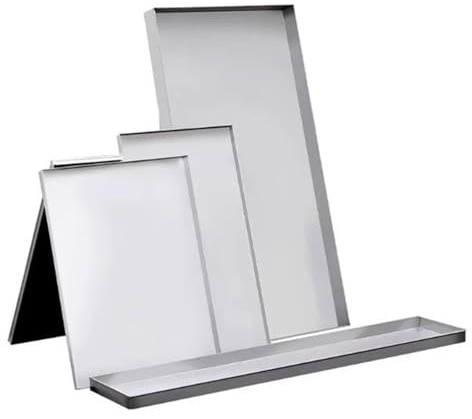 Edelstahl Auffangwanne,Rechteckig Bodenwanne Waschmaschine Auffangwanne,Tragbare Wasserauffang und Ablaufwanne,Haustierwanne(70x60x5cm)