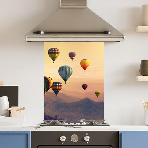 Premium 60 x 90cm Hot Air Balloon 6mm Glass Toughened Kitchen Splashback