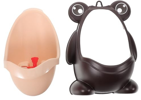 Hoement Wall-Mounted Urinal for Boys with Suction Cup, Portable Brown Potty Training Toilet, Standing Urinal for Home Bathroom Use