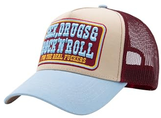 King Kerosin Herren Trucker Cap Mit Großflächiger Stickerei Sex, Drugs & Rock 'n' Roll