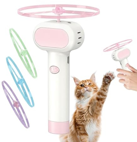 Interaktives Katzenspielzeug für Hunde, fliegende Scheiben-Spielzeug für Haustiere, wiederaufladbares Disc-Apportierspiel Spinner mit 4 leuchtenden Propellern, automatische fliegende Untertasse mit