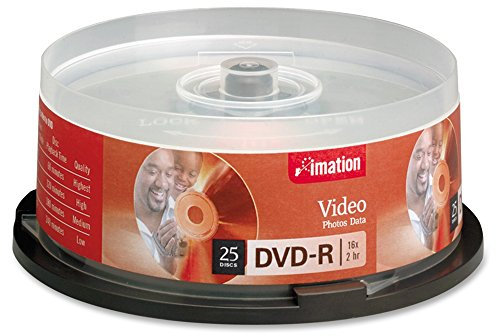 Imation DVD-R 16 x 25pk Spindle 4.7 Gb DVD-R 25pc (S) – Blank DVDs (4.7 GB, DVD-R, 25 pc (S), 120 Min, 120 mm, Cakebox)
