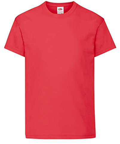 Fruit of the Loom Unisex Kids Original Crew Neck Short Sleeve T-Shirt, Red (rot), 14-15 Years (Manufacturer Size: 164)