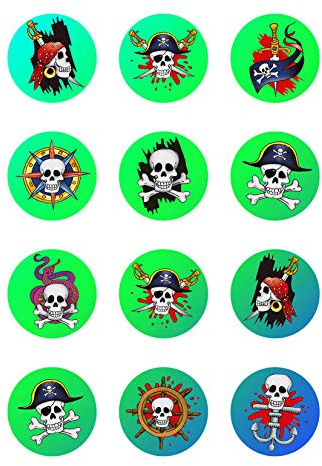 Muffinaufleger Cupcakes Muffins Kindergeburtstag Piratenparty Totenkopf Pirat Seefahrt PT03