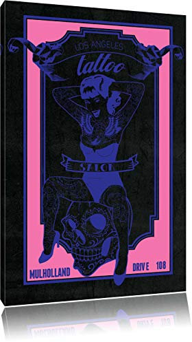Pixxprint Dark Tattoo salon black Bild, Größe: 120x80cm, Leinwandbild, fertig gespannt, Wandbild, Dekoration, Kunstdruck, kein Poster