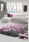 Designer Teppich Moderner Teppich Wohnzimmer Teppich Blumenmuster Grau Lila Pink Weiss Rosa Größe 200 x 290 cm