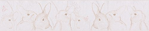 Livingwalls Bordüre Lovely Friends Kinderbordüre 5,00 m x 0,13 m creme rosa weiß 303303