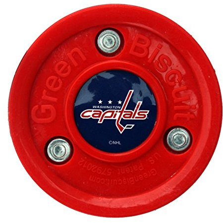 Green Biscuit NHL Pucks - Washington Capitals - Hockey Training Puck, Stays Flat, Passing/Handling Street Hockey
