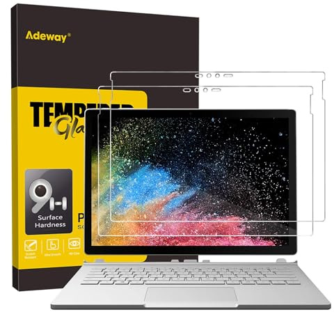 Adeway Schutzfolie für Surface Book 3/2/1 13,5 Zoll | Perfekte Passform/Anti-Fingerabdruck/HD klares Glas Displayschutzfolie für Surface Book 2,13.5 zoll, 2 Stück