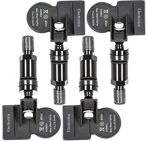 Electronicx 4 Stück RDKS TPMS Reifendrucksensor Reifendruck Sensor Sensoren Reifendruckkontrollsystem Ventile Reifenkontrollsystem Metallventil Schwarz kompatibel mit Ford Focus Fiesta Galaxy Edge