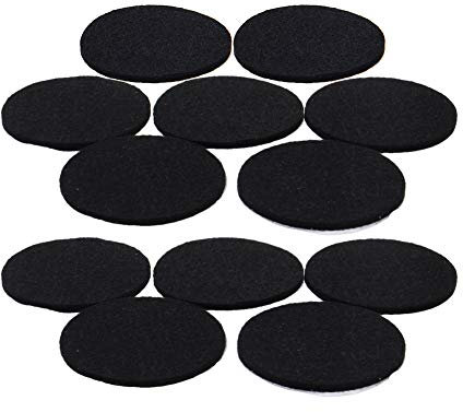 MroMax 60 mm di diametro, rotondi, autoadesivi, in feltro, anti-graffio, per mobili, pavimenti, colore: nero, 12 pezzi