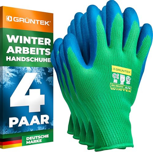 GRÜNTEK Winter-Schutzhandschuhe mit Thermo-Futter: Wasserdichte Garten- und Arbeitshandschuhe für optimalen Kälte-Schutz und Arbeitsschutz, Innenfutter, Latex