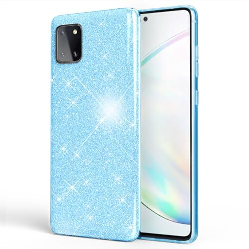 NALIA Brillantini Cover compatibile con Samsung Galaxy Note 10 Lite Custodia, Glitter Case Telefono Cellulare Copertura Bumper Resistente Protettiva Strass Bling Smartphone Protezione, Colore:Blu