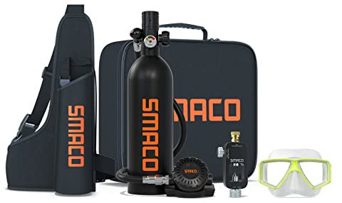 SMACO Mini Tauchflasche Sauerstoffflasche Taucherflasche Mini zum tauchen Mit 15 Bis 20 Minuten Tauchen Sauerstofftank Taucher Set Tauchausrüstung Tragbare 1L S400 Plus (auf EU Lager)