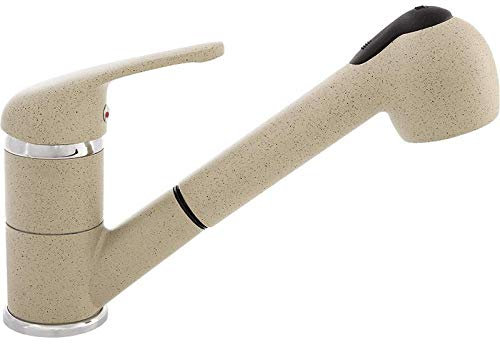 Faizee Möbel | Ausziehbare Küchenarmatur Beige | Schwenkbare Einhebel-Mischbatterie mit 2 Strahlarten | Hochwertige Spültischarmatur für Spüle Küche | Küchenarmatur mit herausziehbarem Brausekopf