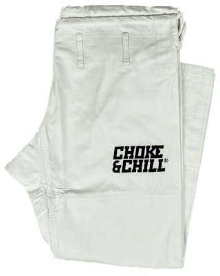 Choke&Chill Herren BJJ Gi Hose Brazilian Jiu-Jitsu Kimono Luta Livre Grappling Shorts (Weiß, A4)