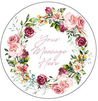 A4 Edible Decor Icing Sheet PERSONALISED Vintage Rose Flower 7-8 Circle Cake Topper Decoration - Great for larger cakes
