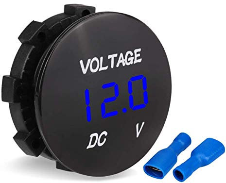 Voltmètre Moto, Esenlong Voiture Moto Led Affichage Numérique Voltmètre Dc Voltmètre 12V-24V pour Bateau Moto Camion Marine (Bleu)