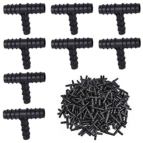 Accesorios de Riego para Jardin, 100Pcs Conectores de Riego por Goteo, Conector T Manguera, Tee Conectores, Adaptador Riego Goteo 16mm para Jardines Invernaderos, Macizos de Flores, Patio, Césped