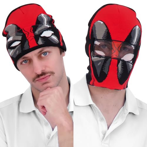 Concept One Unisex Marvel Deadpool Roll Down Cuff Beanie-Mütze, rot/schwarz, Einheitsgröße