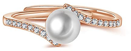 HCMA Anelli di Perle di Moda Gioielli in Argento 925 con Pietre preziose di zircone Anello Aperto per Dito Accessori Fini per Regalo di Fidanzamento di Nozze