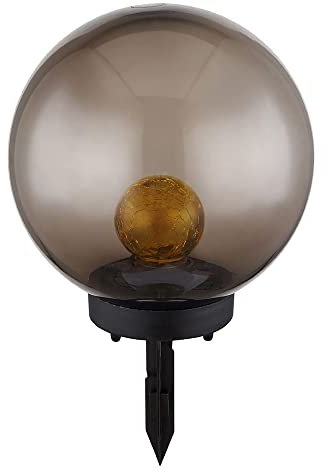 etc-shop Kugel Solarleuchten für den Garten rund LED Solar Gartenleuchten Kugel Solarkugel 20 cm für Außen, Crackle Glas, 1x LED warmweiß, DxH 20x33,5 cm